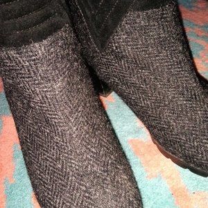 Harris Tweed and Sheepskin Block Heel Ankle Boots